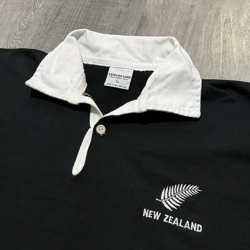 Leisure Line Comfort Shirt ALL Blacks Rugby New Zealand Long Sleeve Rugby Sz XL